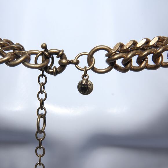 Vintage J.Crew Chunky Statement Necklace Coral Orange Rhinestone - Picture 4 of 6